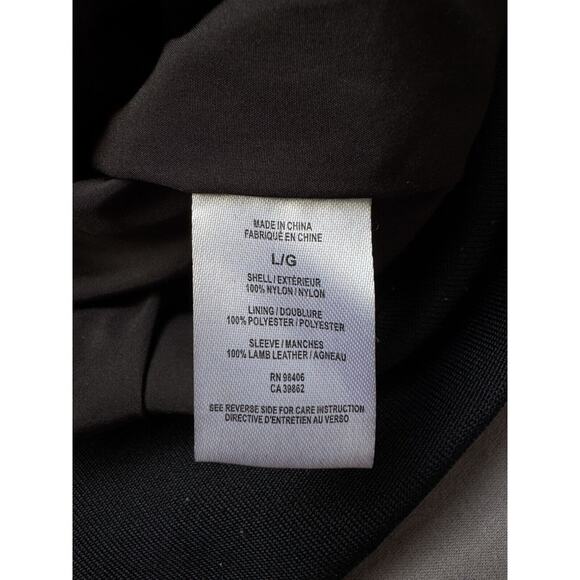 Theory Men’s Navy Nylon/Black Lamb Leather Sleeve Jacket Bomber RN#98406, Size L - Picture 6 of 11